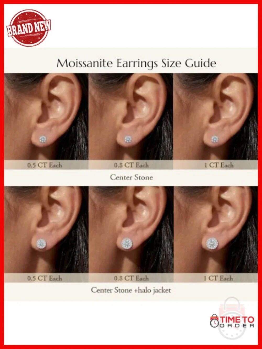 Moissanite Stud Earrings, 2-in-1 Halo Earrings, 925 Sterling Silver, 18K White